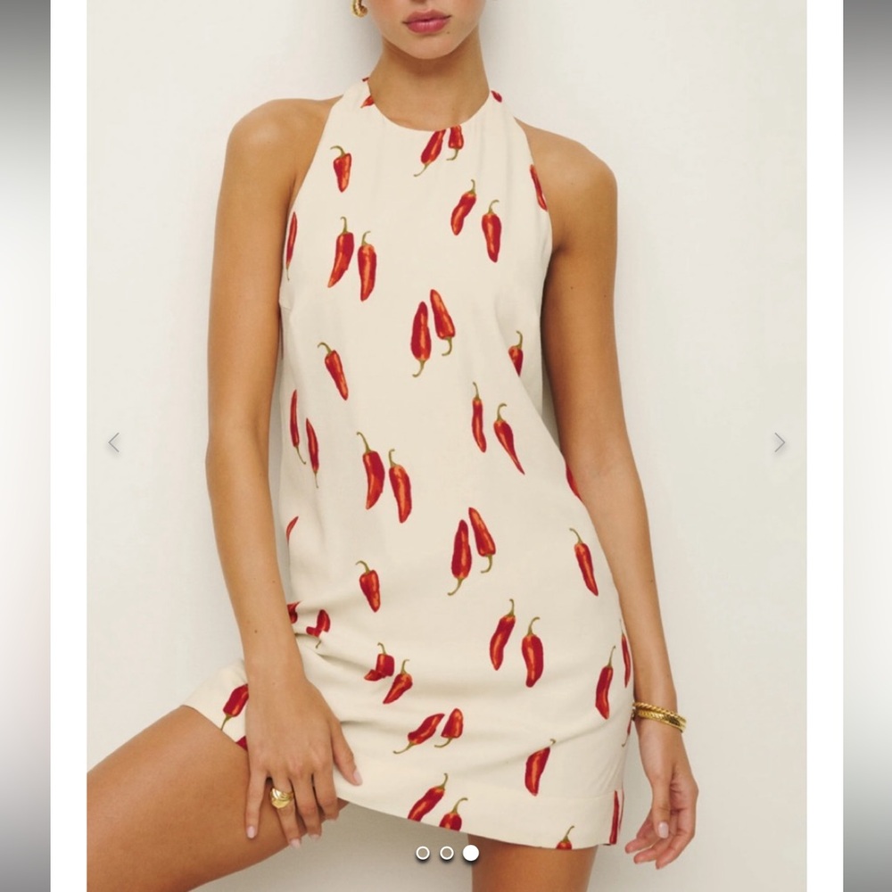 Reformation Cream and Red Mini Dress